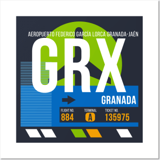 Granada (GRX) Airport // Retro Sunset Baggage Tag Posters and Art